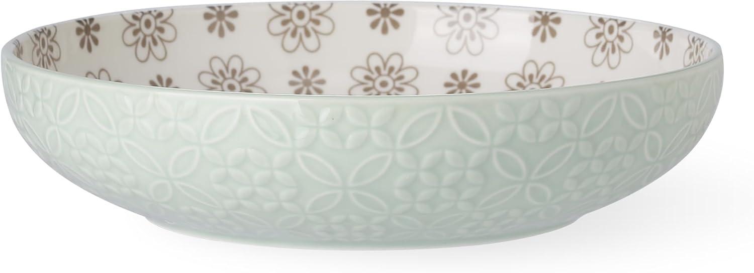 Colorful Ceramic 8.5-Inch Salad and Pasta Bowls Set