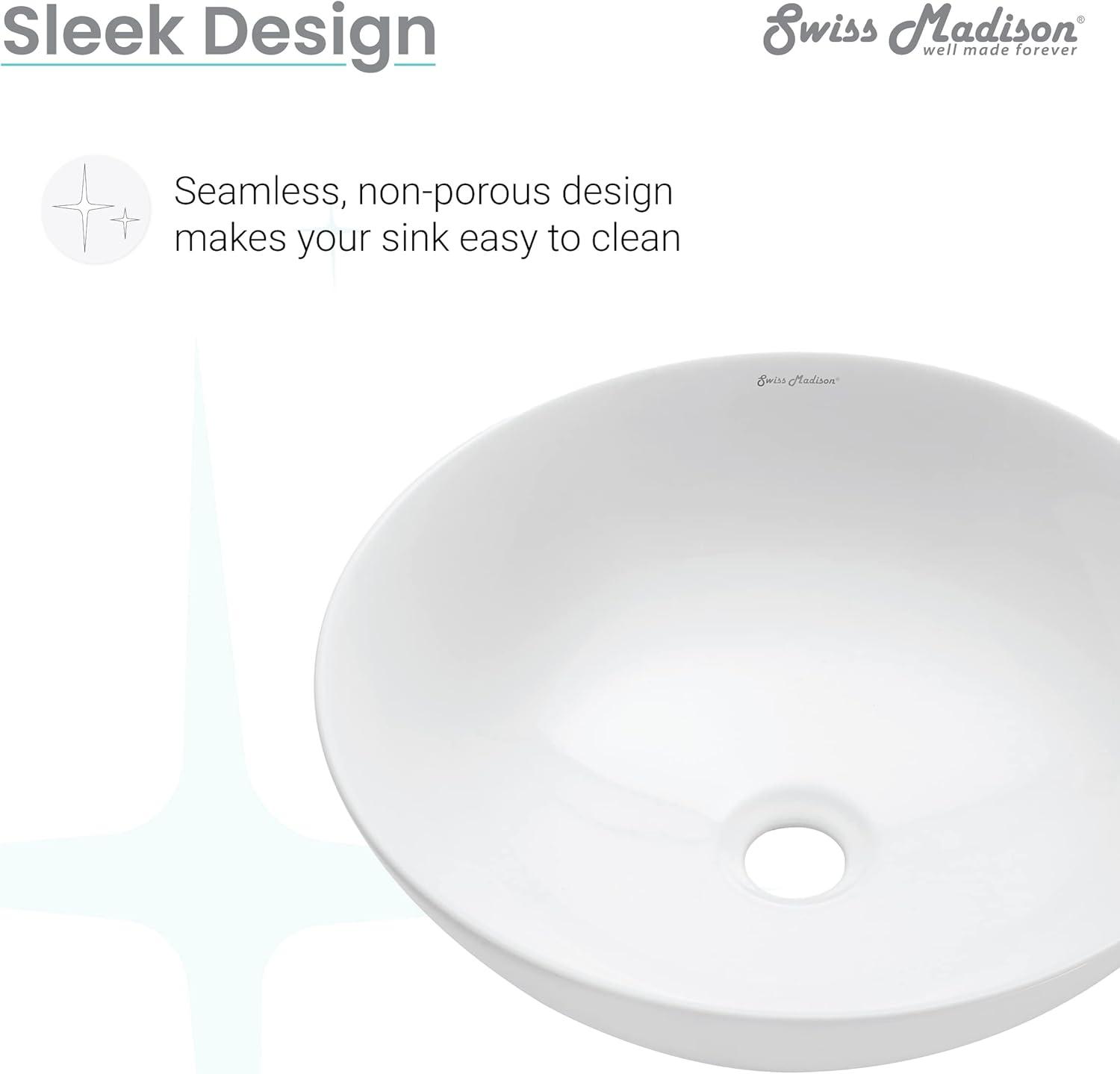 Minimalist White Ceramic Above-Counter Vessel Sink