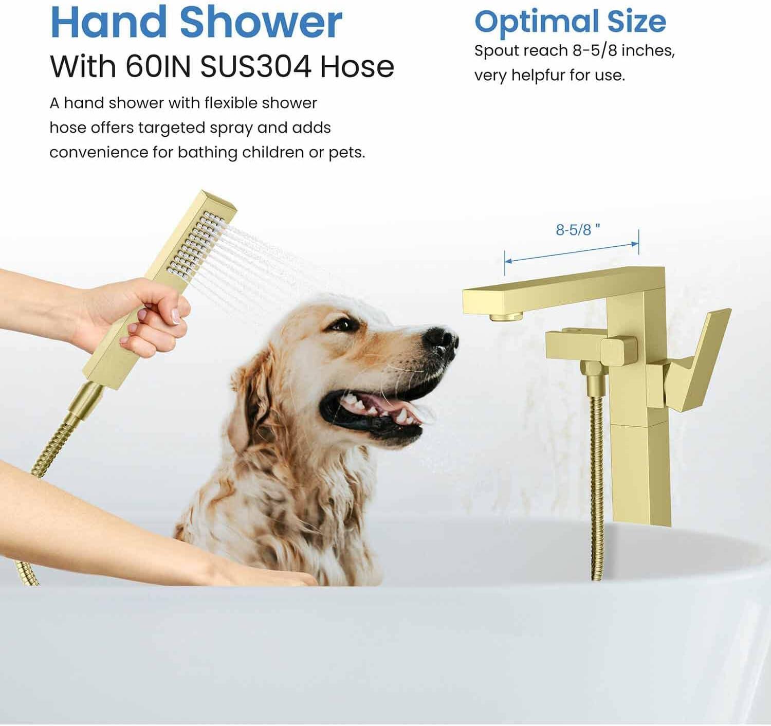 Cube Floor Tub Spout with Diverter