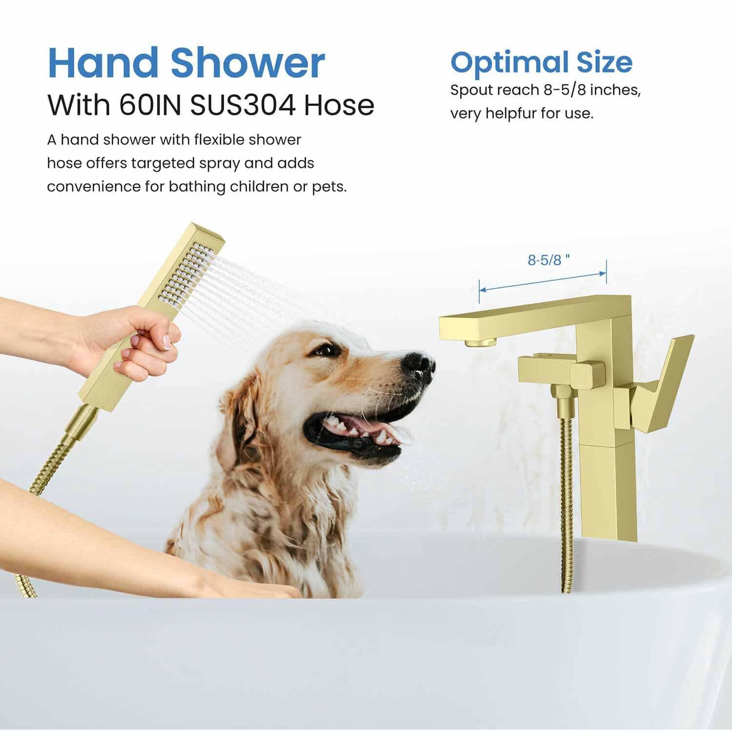 Cube Floor Tub Spout with Diverter