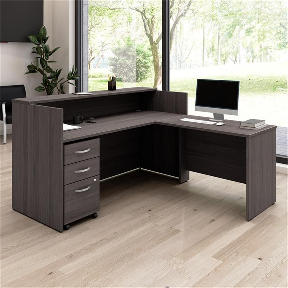 Arrive 72W x 72D Reception L Desk with 3 Drawer Mobile Pedestal
