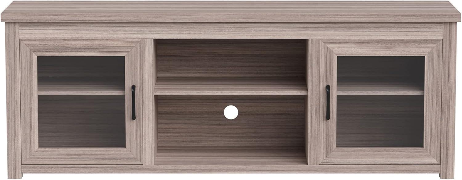 Sheffield 65" Gray Wash Oak TV Stand with Glass Doors