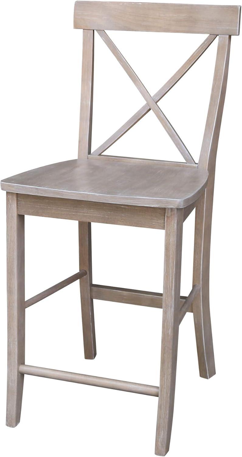 X Back Stool Washed Gray/Taupe - International Concepts