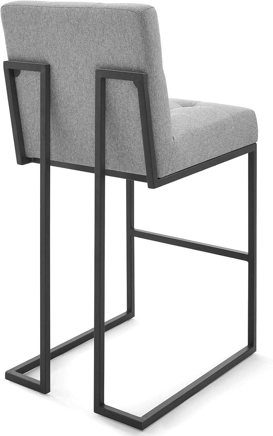 Modway Privy Black Stainless Steel Upholstered Fabric Bar Stool