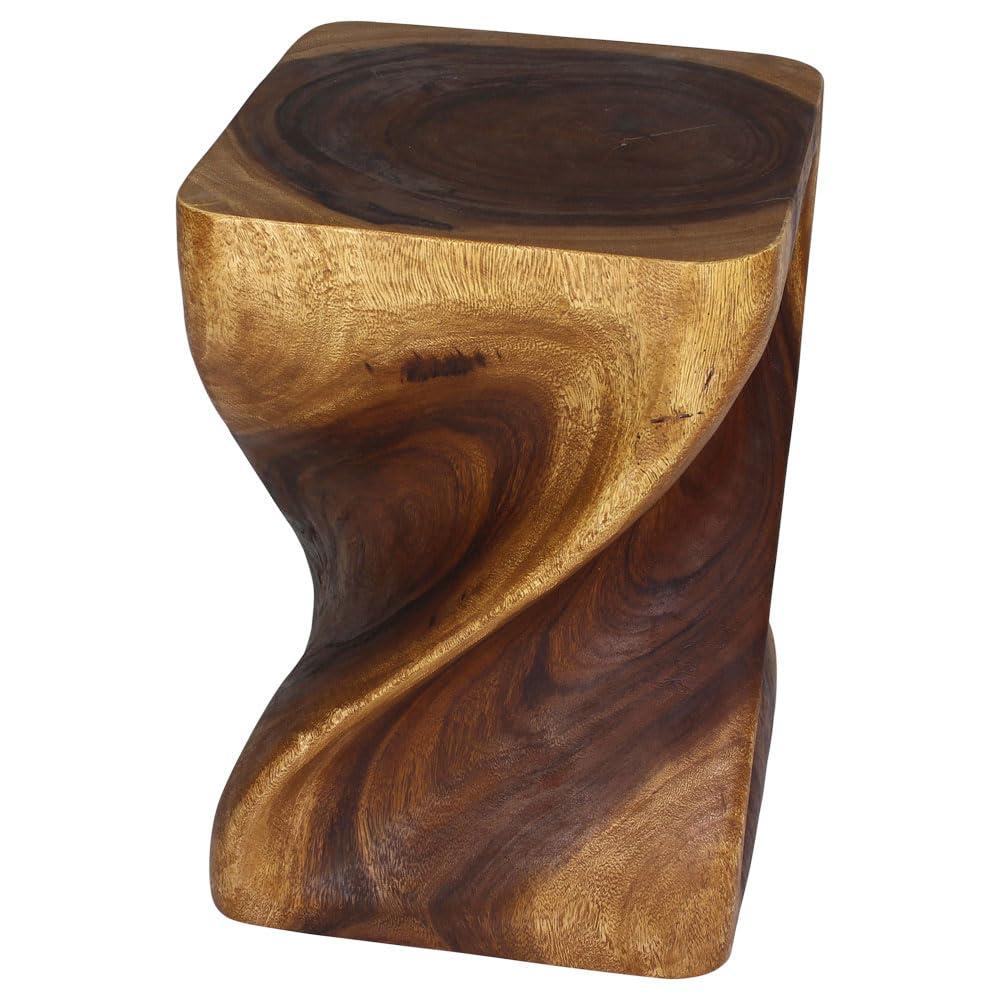 Kammika Import Export Co., Ltd. Haussmann® Big Twist Wood Stool Table 14 in SQ x 20 in H Walnut Oil