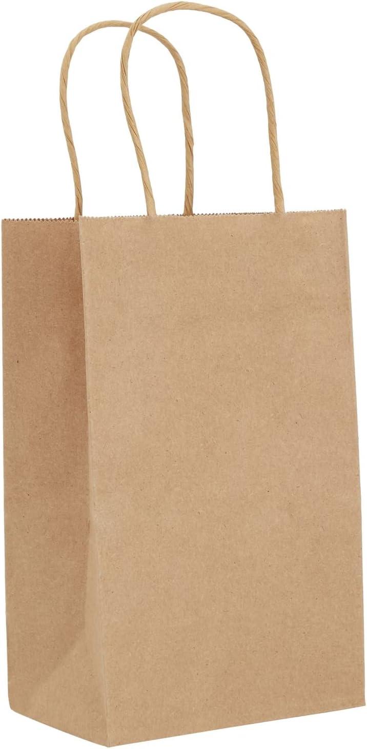Blue Panda 12 Pack Small Gift Bags with Handles, 3x5.25x8.5 Inches, Bulk Kraft Paper Material Brown Bags for Party Favors, Goodies