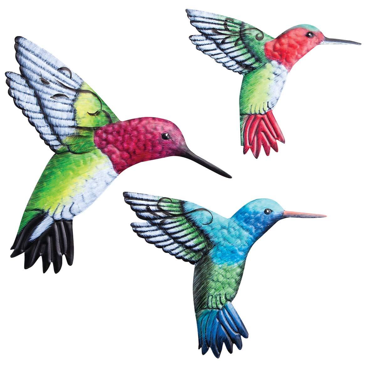 Multicolor Textured Metal Hummingbird Wall Art Set