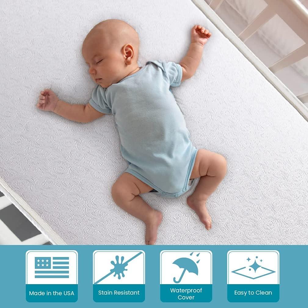 L.A. Baby 3" Waterproof Mini/Portable Crib Mattress Pad with Easy to Clean Cover, For LA Baby Non-Full Size Cribs Only