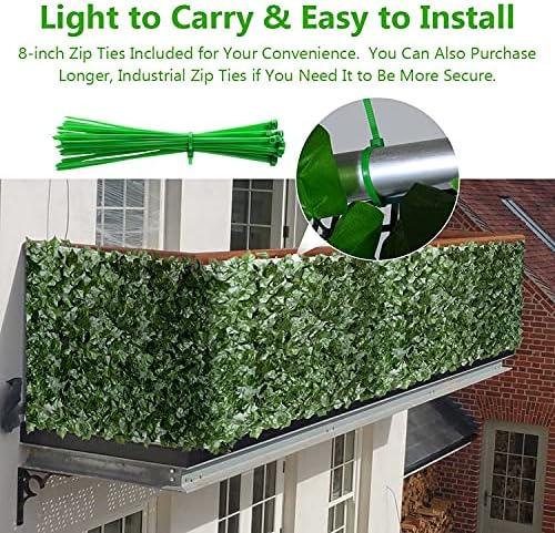 Eden's Decor Artificial Ivy Privacy Fence Screen 120"X40", Artificial Hedges Fence and Faux Ivy Vine Forest-Color/Mint Green Leaves Decoration for Outdoor Decor, Garden, Yard, Porch, Patio