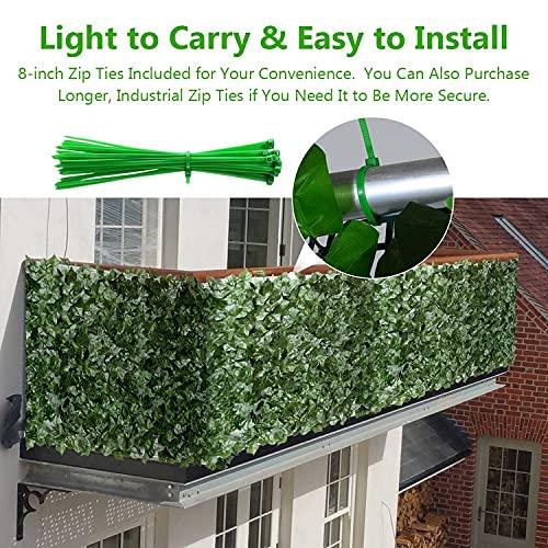 Eden's Decor Artificial Ivy Privacy Fence Screen 120"X40", Artificial Hedges Fence and Faux Ivy Vine Forest-Color/Mint Green Leaves Decoration for Outdoor Decor, Garden, Yard, Porch, Patio