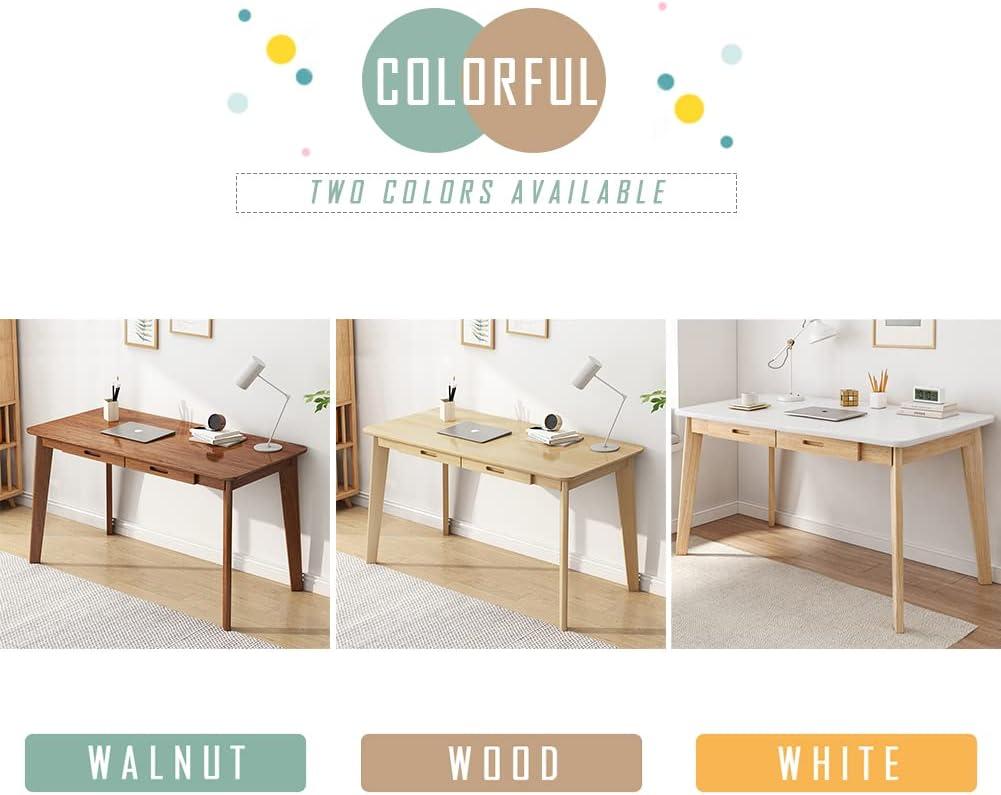 IOTXY Solid Wood Writing Desk - Home Office Workbench Desk with Drawer, 31.5" Width Laptop Computer Work Study Table in White