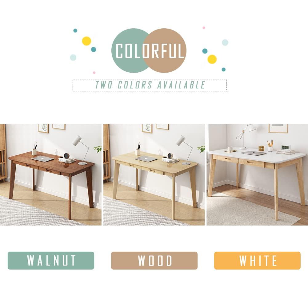 IOTXY Solid Wood Writing Desk - Home Office Workbench Desk with Drawer, Laptop Computer Work Study Table