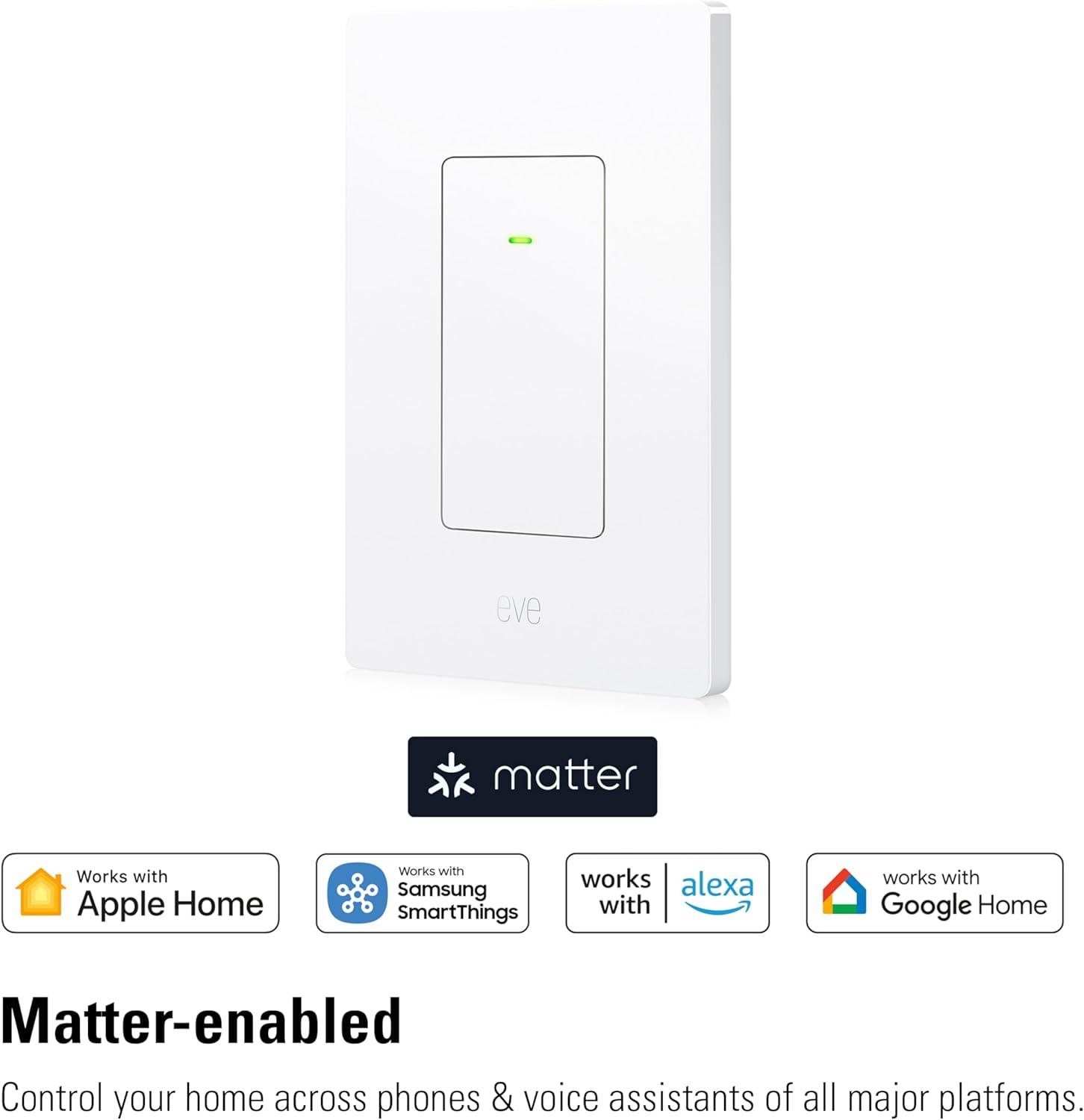 Eve White Smart Light Switch with Matter Technology