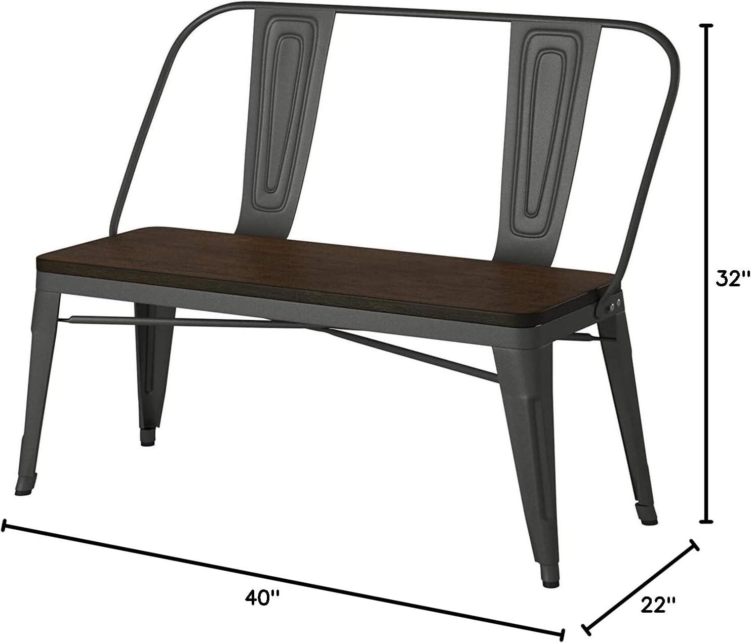 Creative Image's International Metal Bench W/ Wood Top, Gunmetal