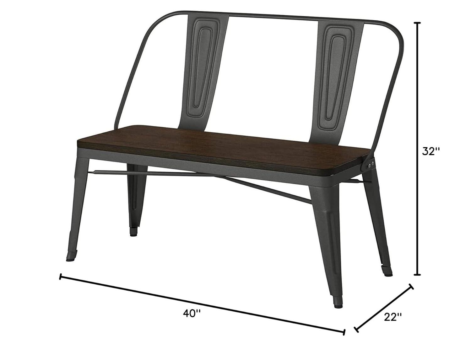 Creative Image's International Metal Bench W/ Wood Top, Gunmetal