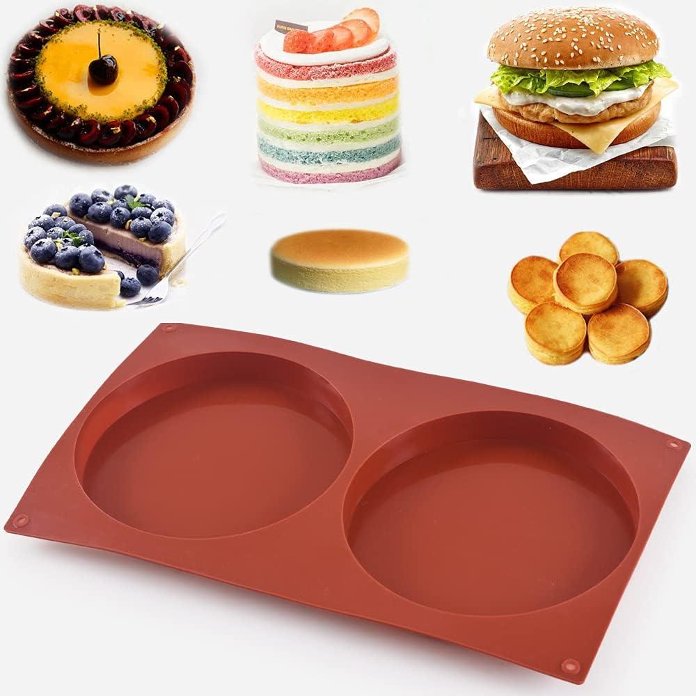 ionEgg Round Cake Pans, 5.4 Inches Silicone Molds for Baking, Nonstick & Quick Release Baking Pans for Layer Cakes, Cheese Cakes, Rainbow Cakes and Chocolate Cakes, Pack of 2