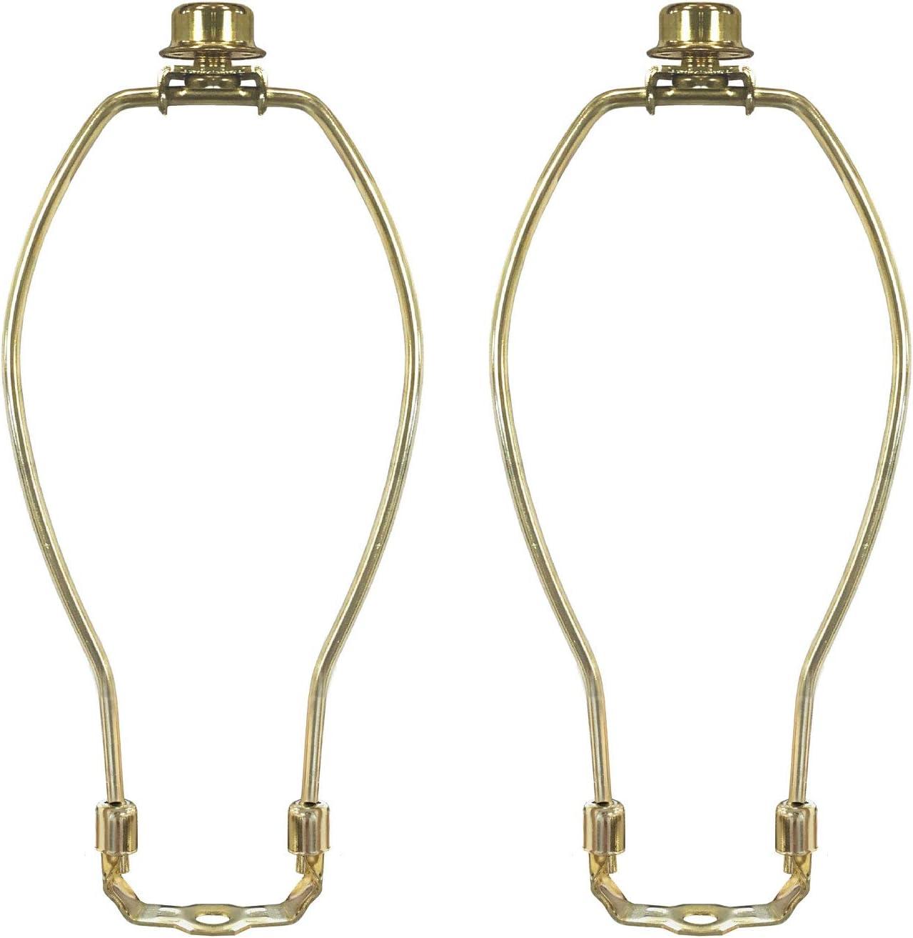 Royal Designs, Inc. Set of 2, 8 inch Polished Brass Lamp Shade Harp Holder with Lamp Finial, DIY Repair/Replacement, Heavy Duty, for Table/Floor Lamps