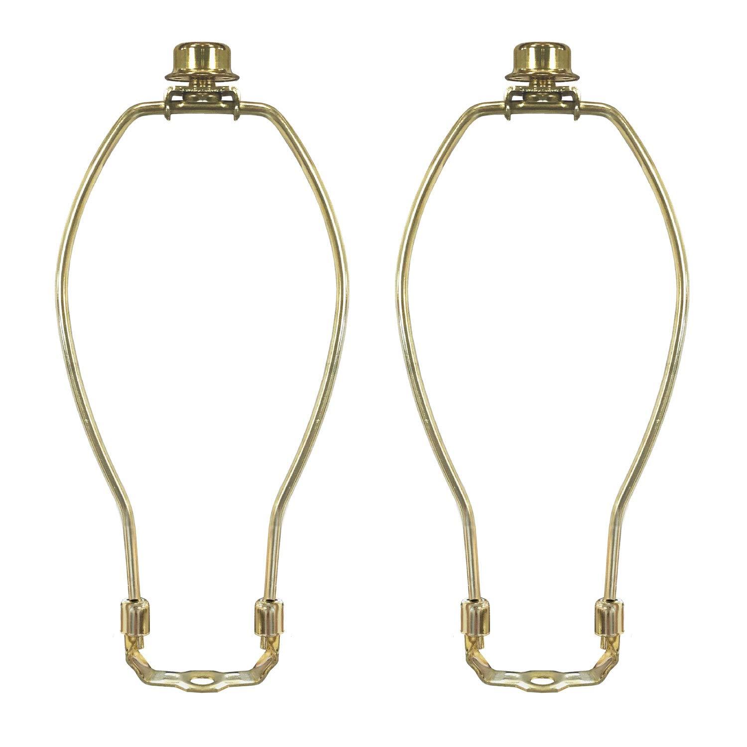 Royal Designs, Inc. Set of 2, 8 inch Polished Brass Lamp Shade Harp Holder with Lamp Finial, DIY Repair/Replacement, Heavy Duty, for Table/Floor Lamps