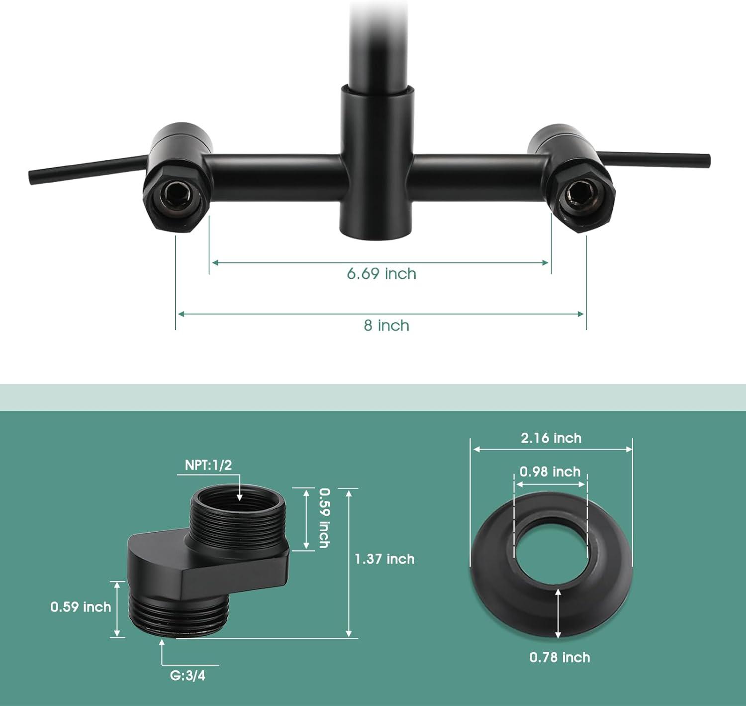 Matte Black Wall Mount LED Kitchen Faucet with Pull-out Spray