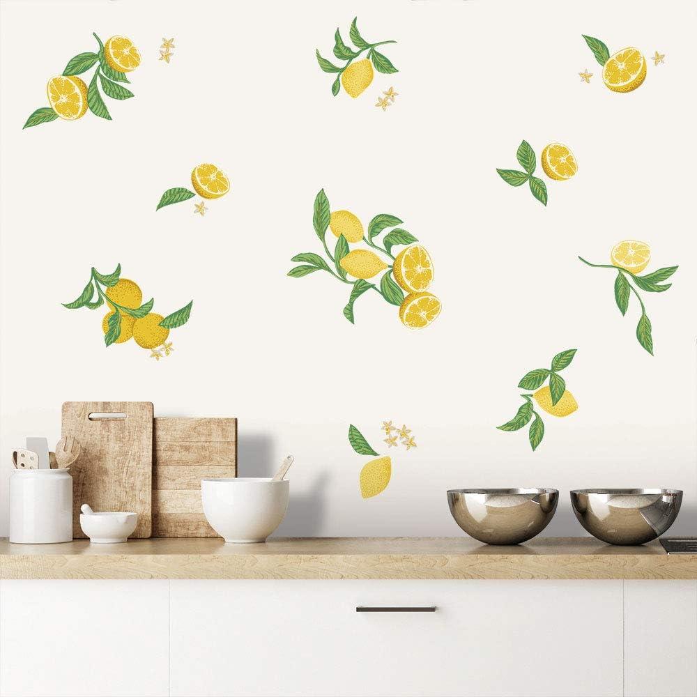 Yellow and Green Lemon Peel and Stick Wall Decal Set