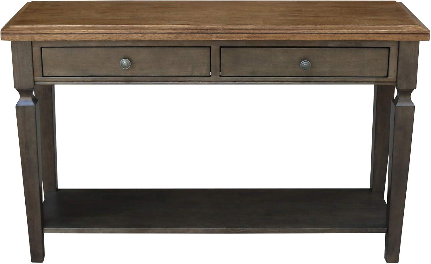 Vista 56'' Hickory and Washed Coal Wood Console Table with Storage