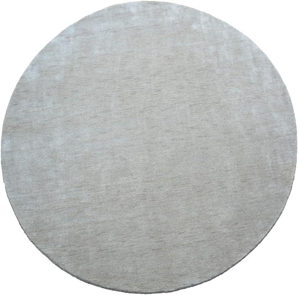 Rugsotic Carpets Alfombras Hechas a Mano Telar Anudado Redondo 10'x10' Lana Beige para Uso en Interiores