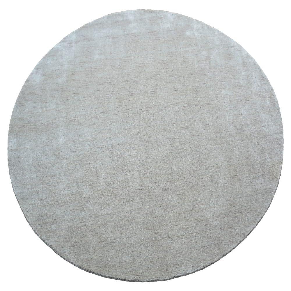 Rugsotic Carpets Alfombras Hechas a Mano Telar Anudado Redondo 10'x10' Lana Beige para Uso en Interiores