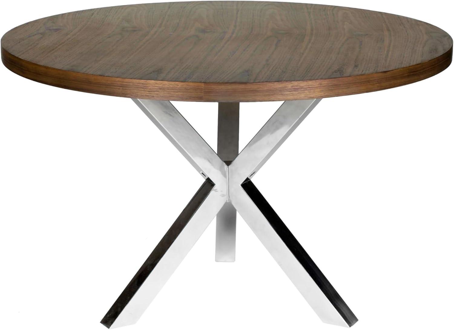 Emi 47'' Walnut Brown Round Dining Table with Steel Base