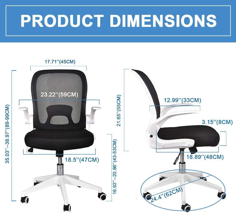 White Mesh Ergonomic Swivel Office Chair with Adjustable Arms