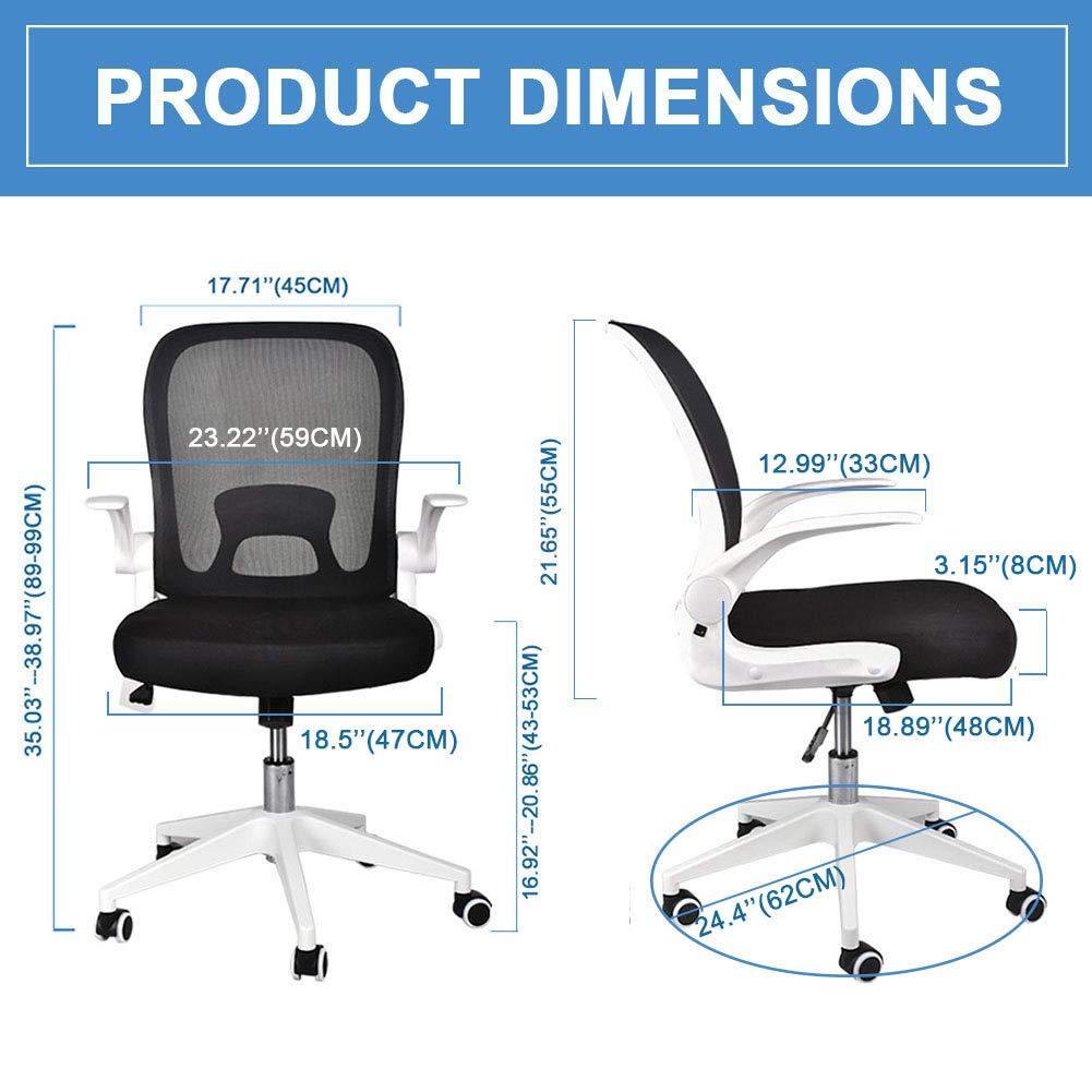 White Mesh Ergonomic Swivel Office Chair with Adjustable Arms