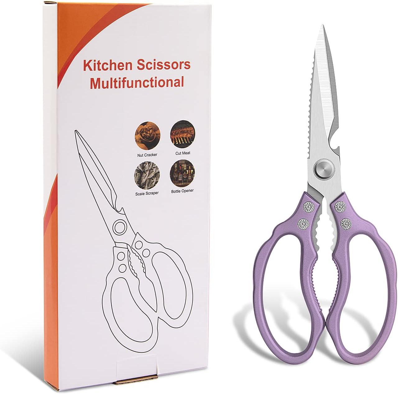 charext Kitchen Scissors, Sharp Kitchen Shears Dishwasher Safe Heavy Duty,Purple Kitchen Accessories Cooking Shears for Kitchen Meat Chicken Fish Poultry Herb Bread (Purple)