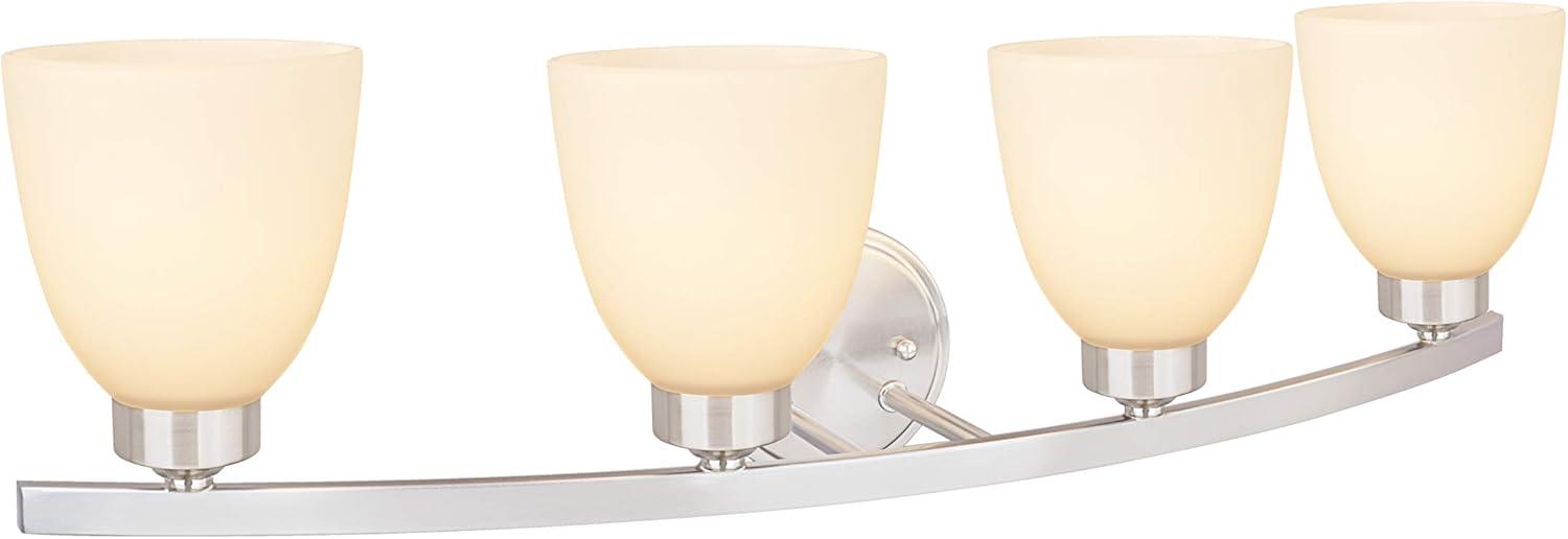 Four-Light Satin Nickel Vanity Light with Frosted Glass Shades