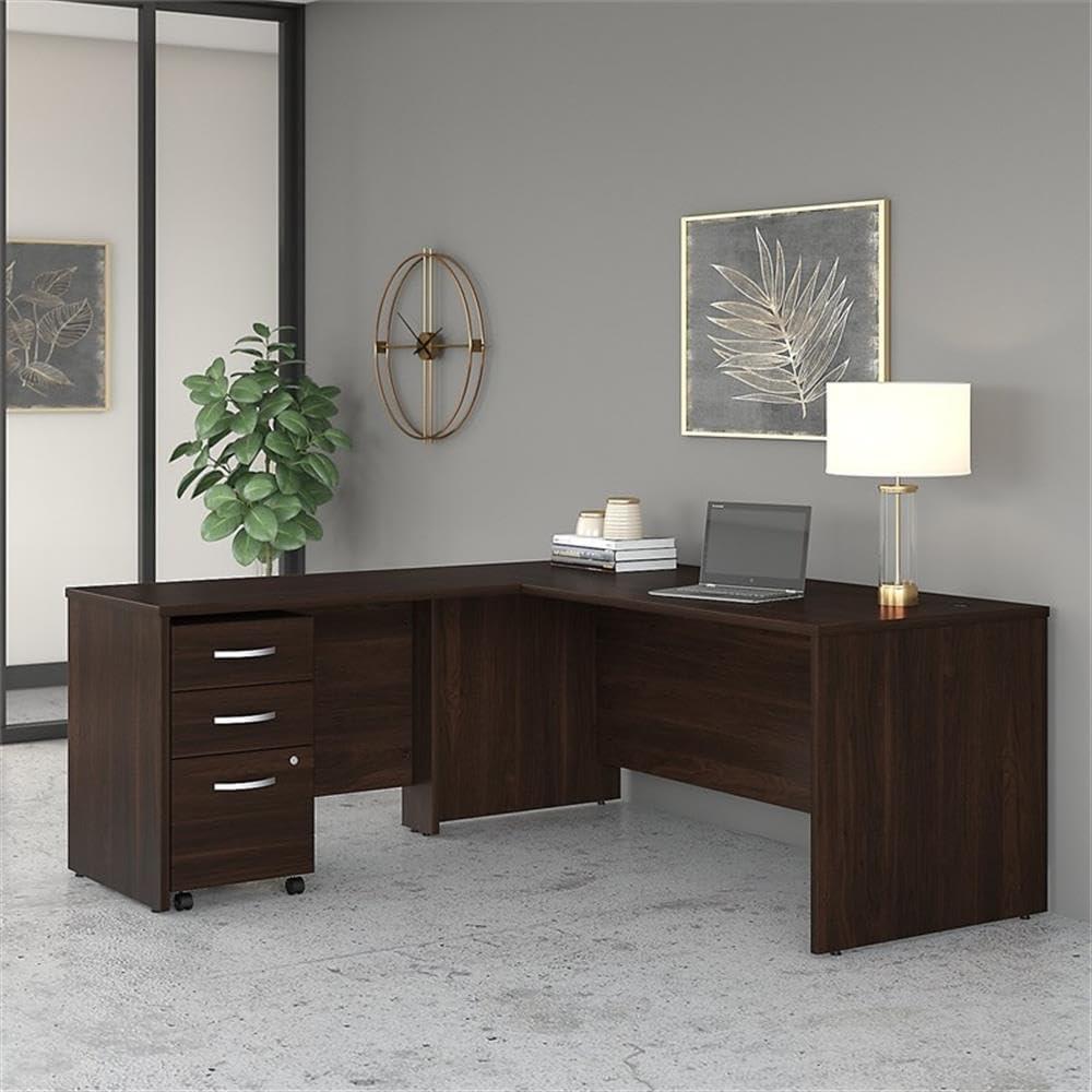 Bush Business Furniture Studio C L Shaped Desk with Mobile File Cabinet and Return