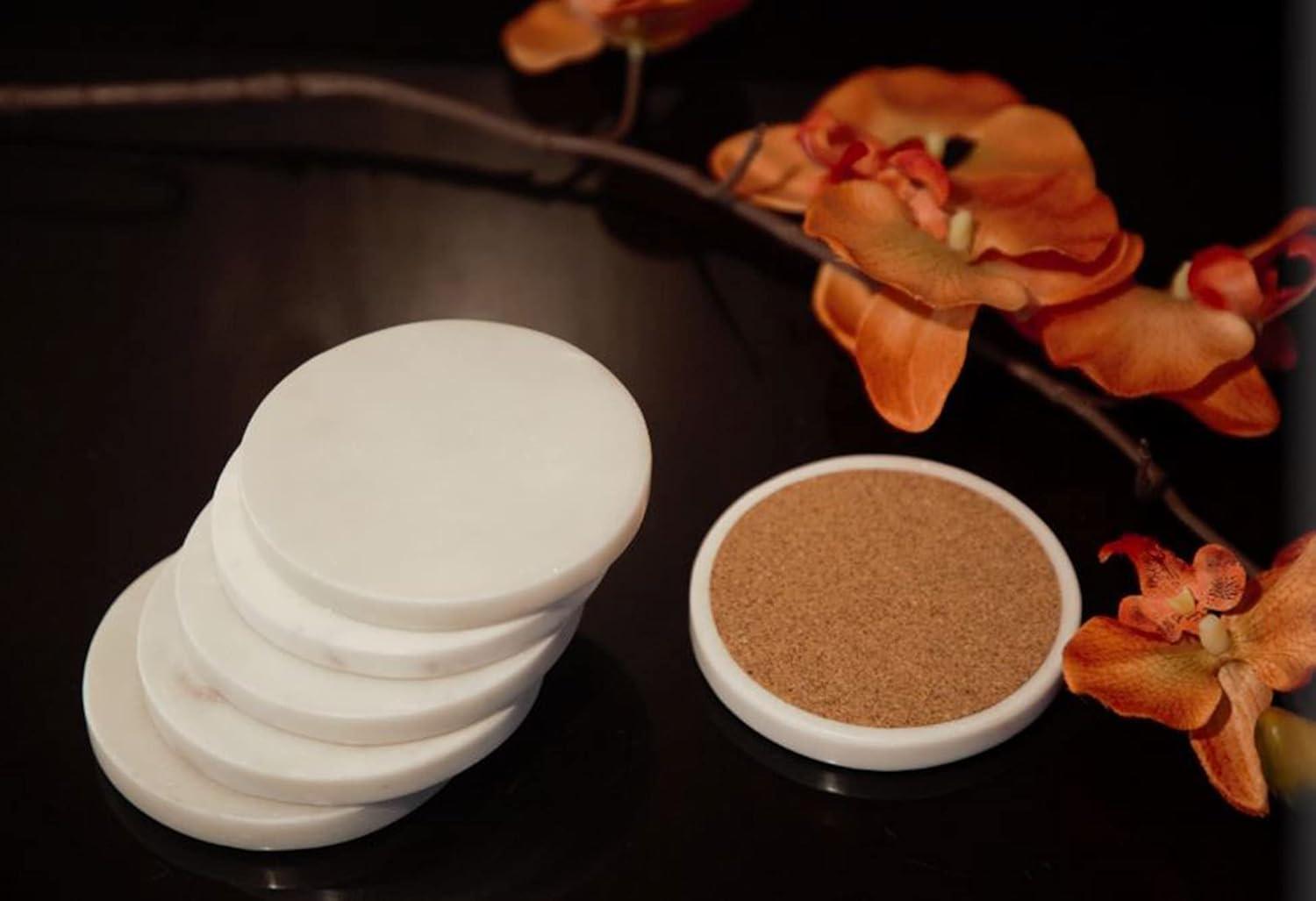 Mercer41 Raniyha Marble Round Coaster 4-Pack