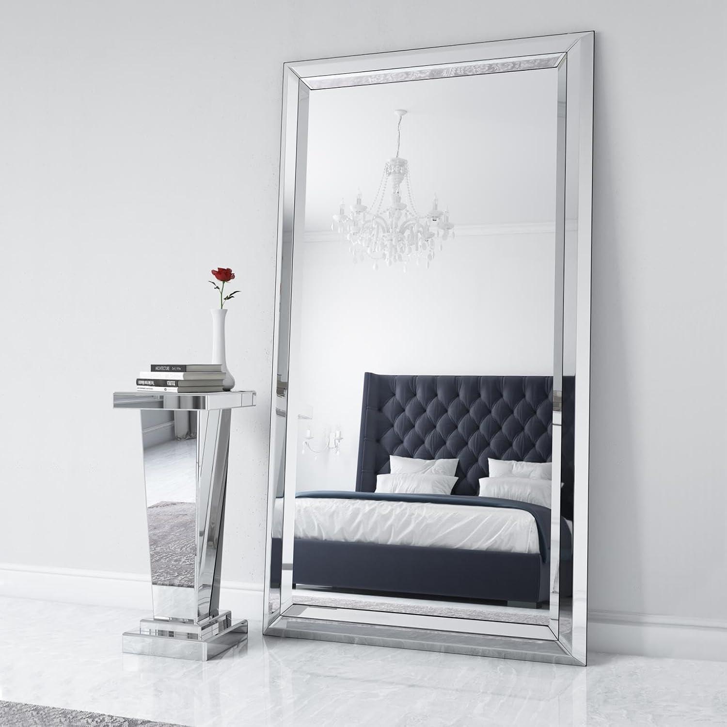 Howard Elliott Tapered Mirrored Pedestal Accent Table, Elegant Modern Bed Side Style, Mirrored Finish Design, for Bedroom, Entryway or for Any Room, 15 x 15 x 36 Inch,