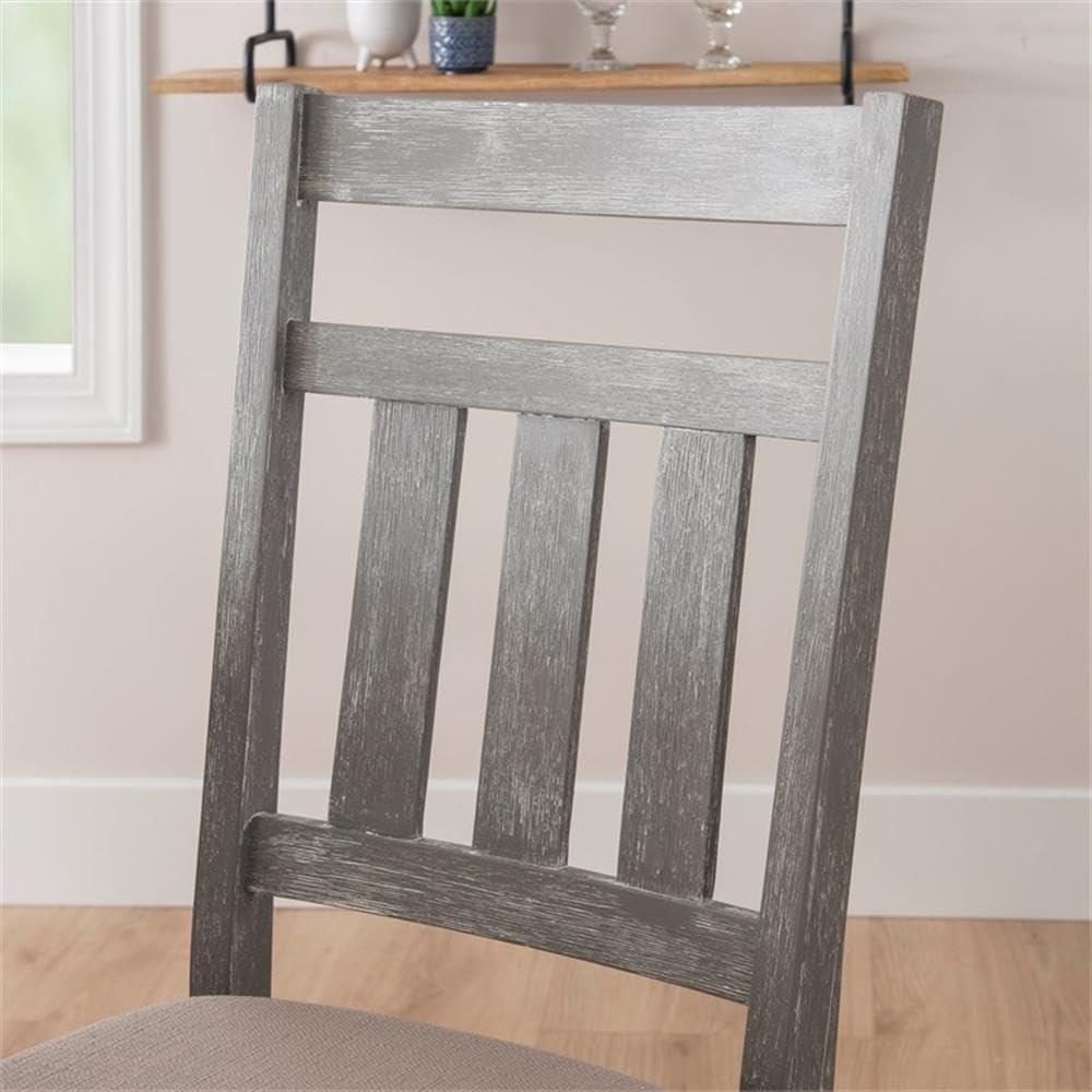 Linon Turino Wood Dining Side Chair in Weathered Gray (Set of 2)