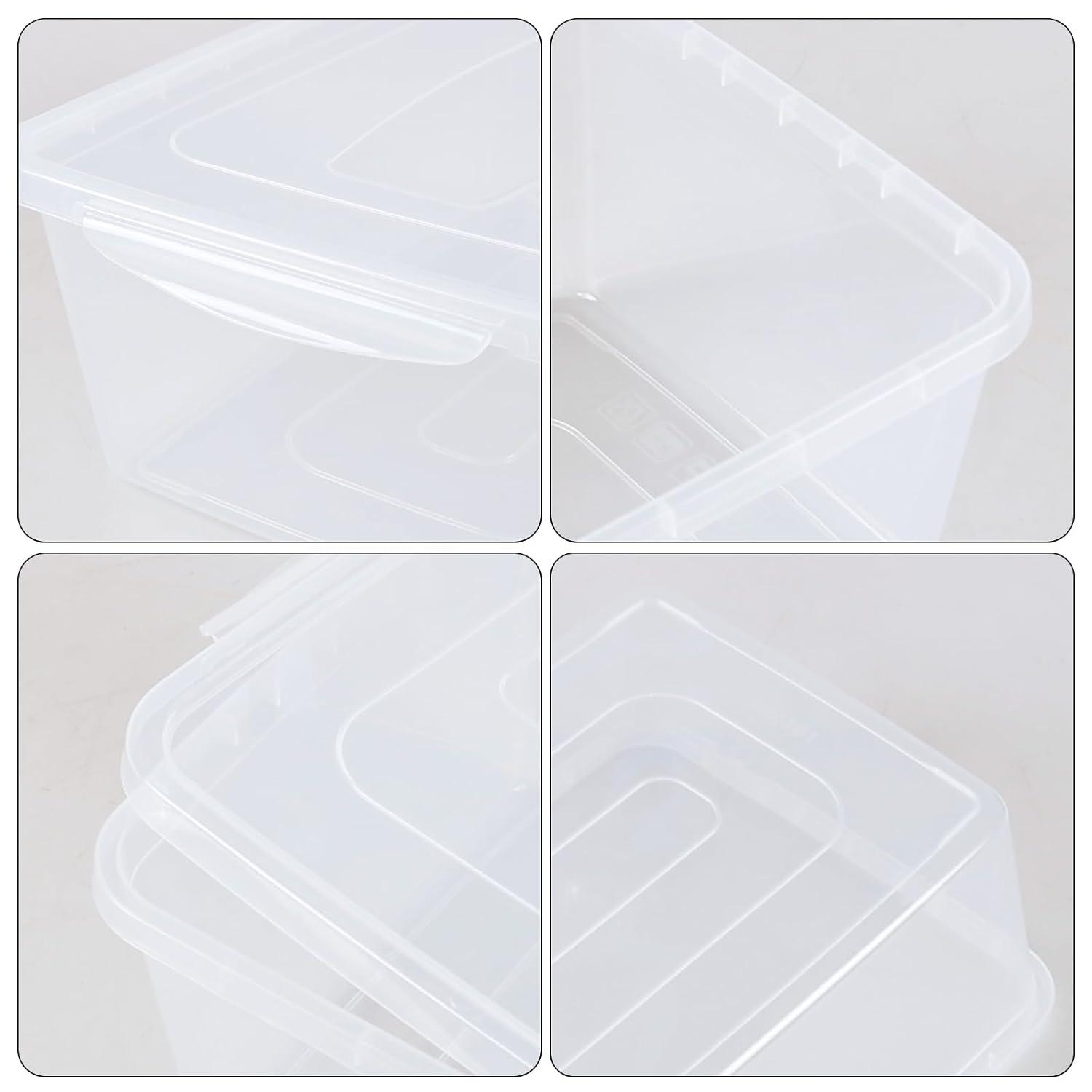 Zopnny 2-Pack Plastic Containers Box with Latching Lid, Stackable Nestable Storage Bins, Clear Pizza Dough Proofing Box, 16 Quart