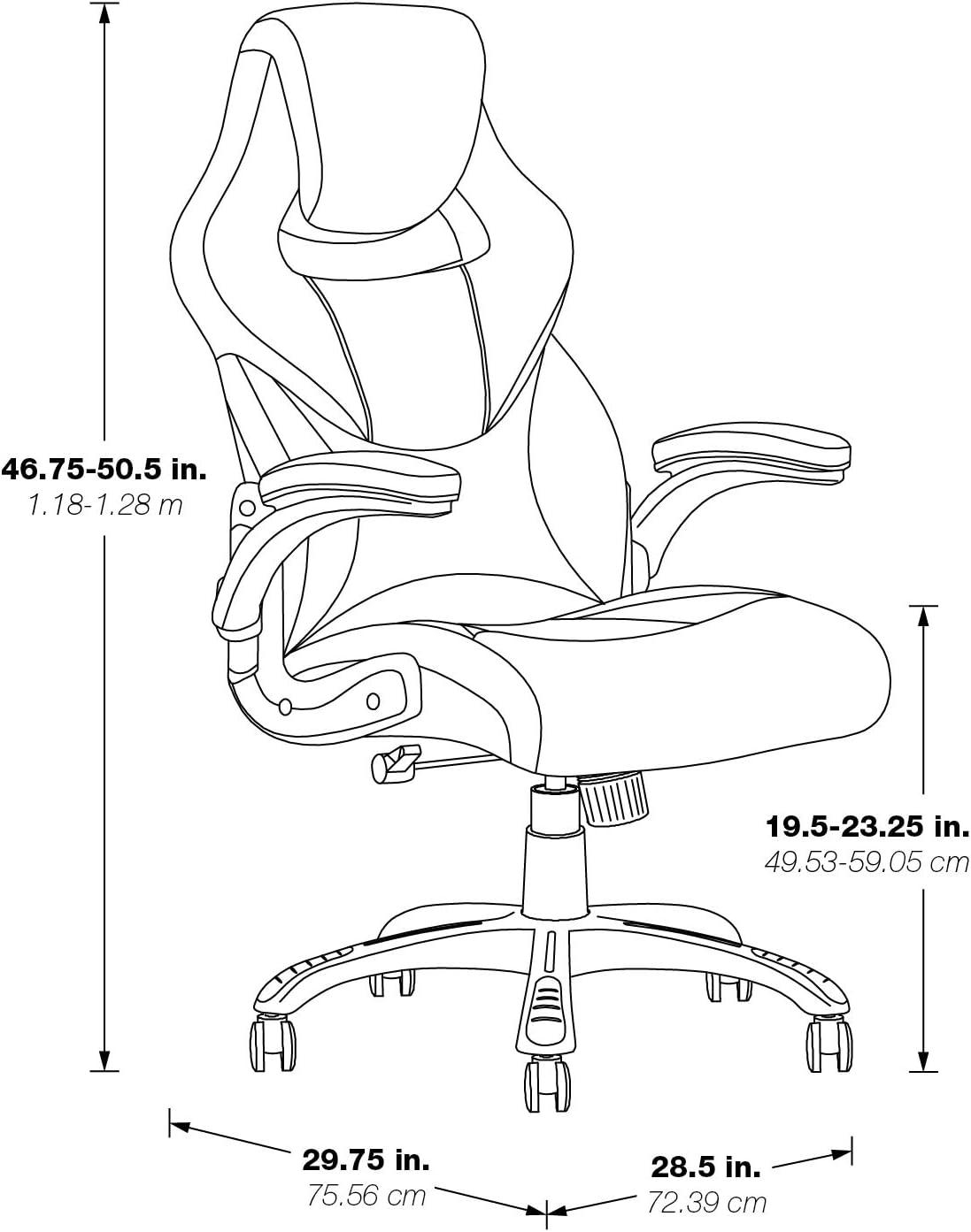 Oversite Gaming Chair in Black Faux Leather with White Accents