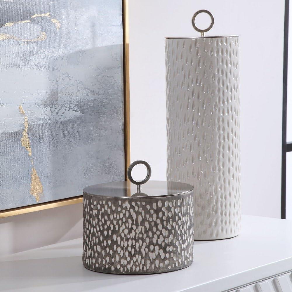 Bowery Hill Modern Ceramic Container in Off White (Set of 2)
