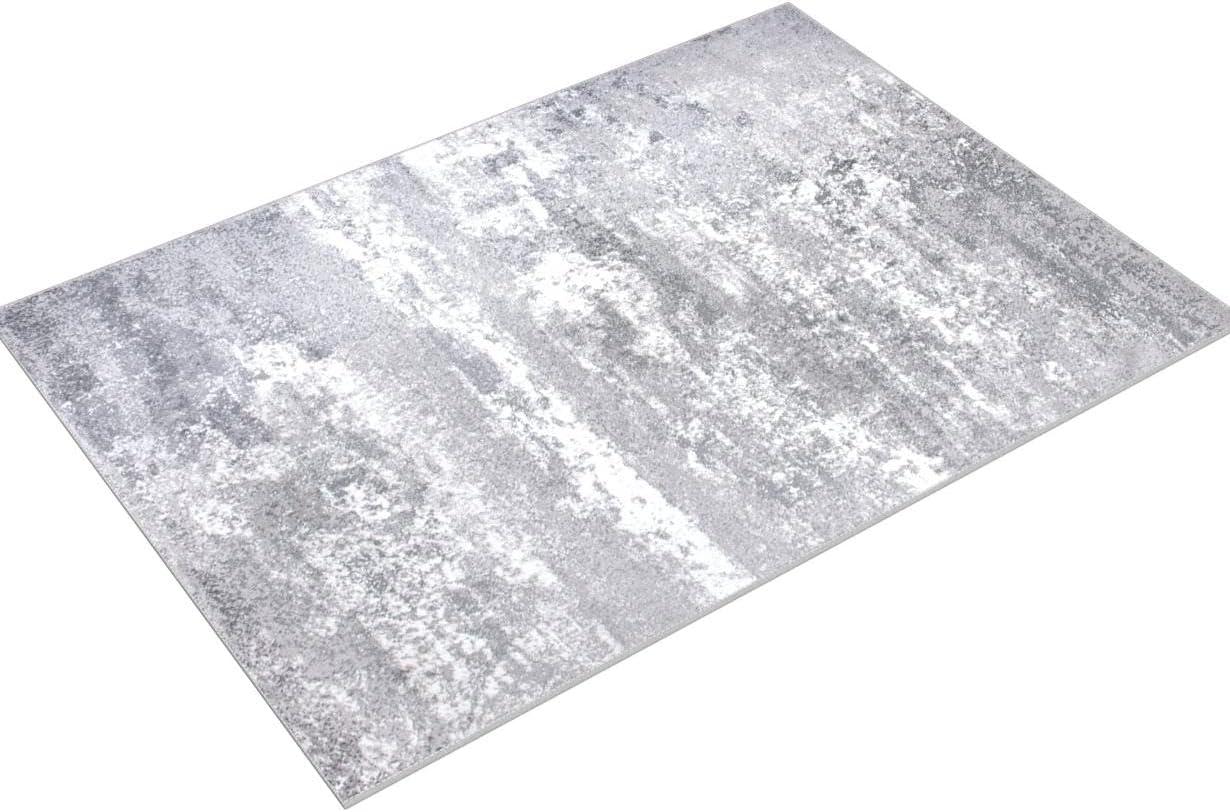 World Rug Gallery Distressed Abstract Watercolor Gray 5' x 7' Area Rug