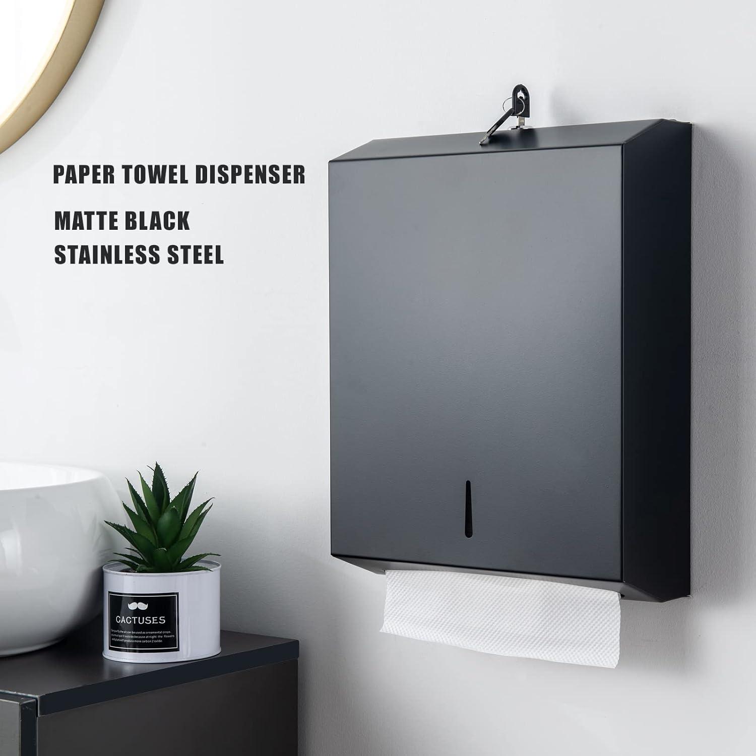 Matte Black Stainless Steel Wall Mount Paper Towel Dispenser