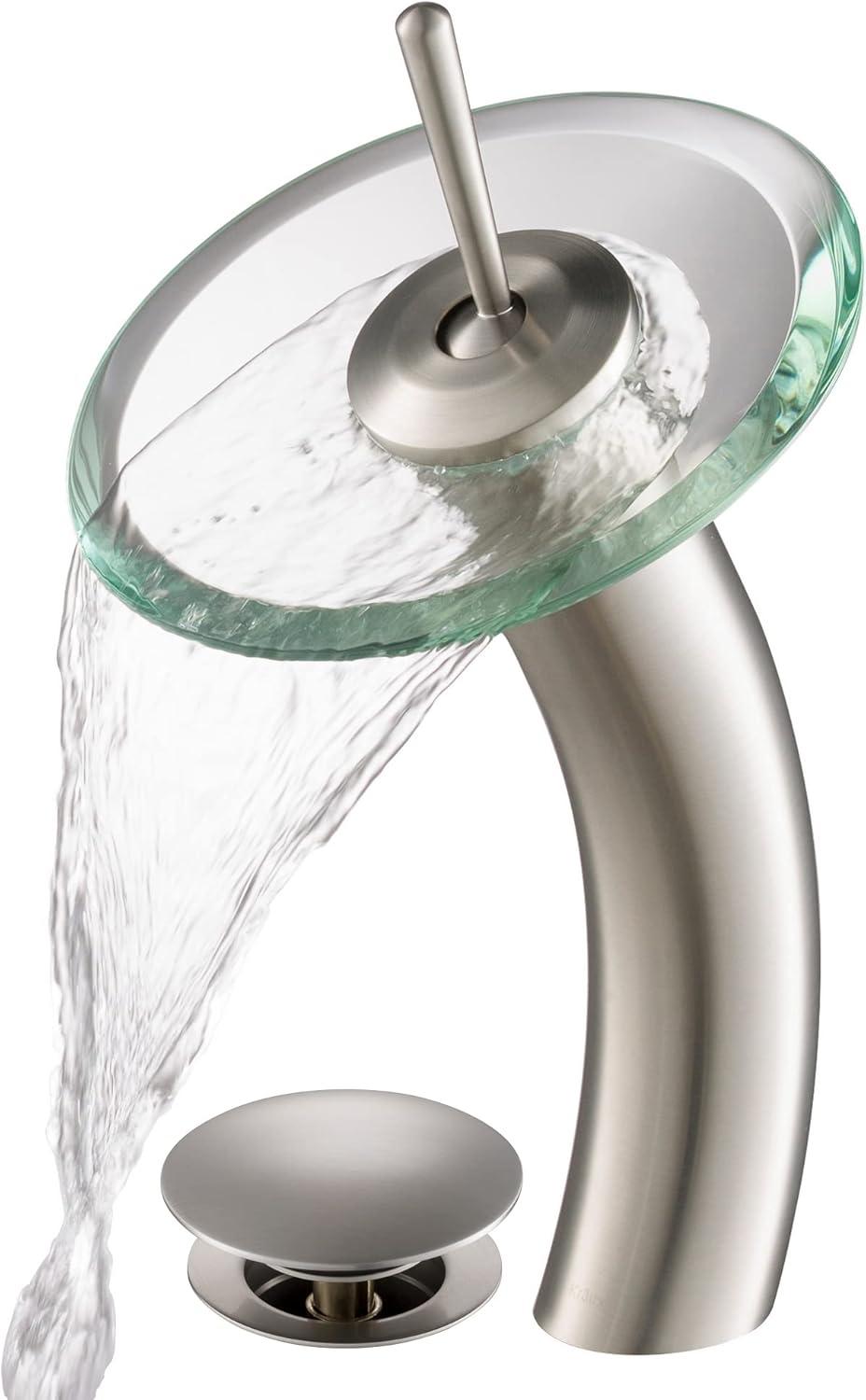 Waterfall Single Hole Single Handle Bathroom Faucet with Drain Assembly