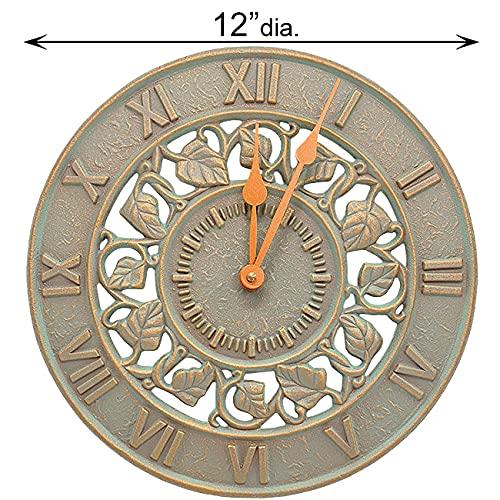 Ivy 12" Copper Verdigris Aluminum Indoor Outdoor Wall Clock