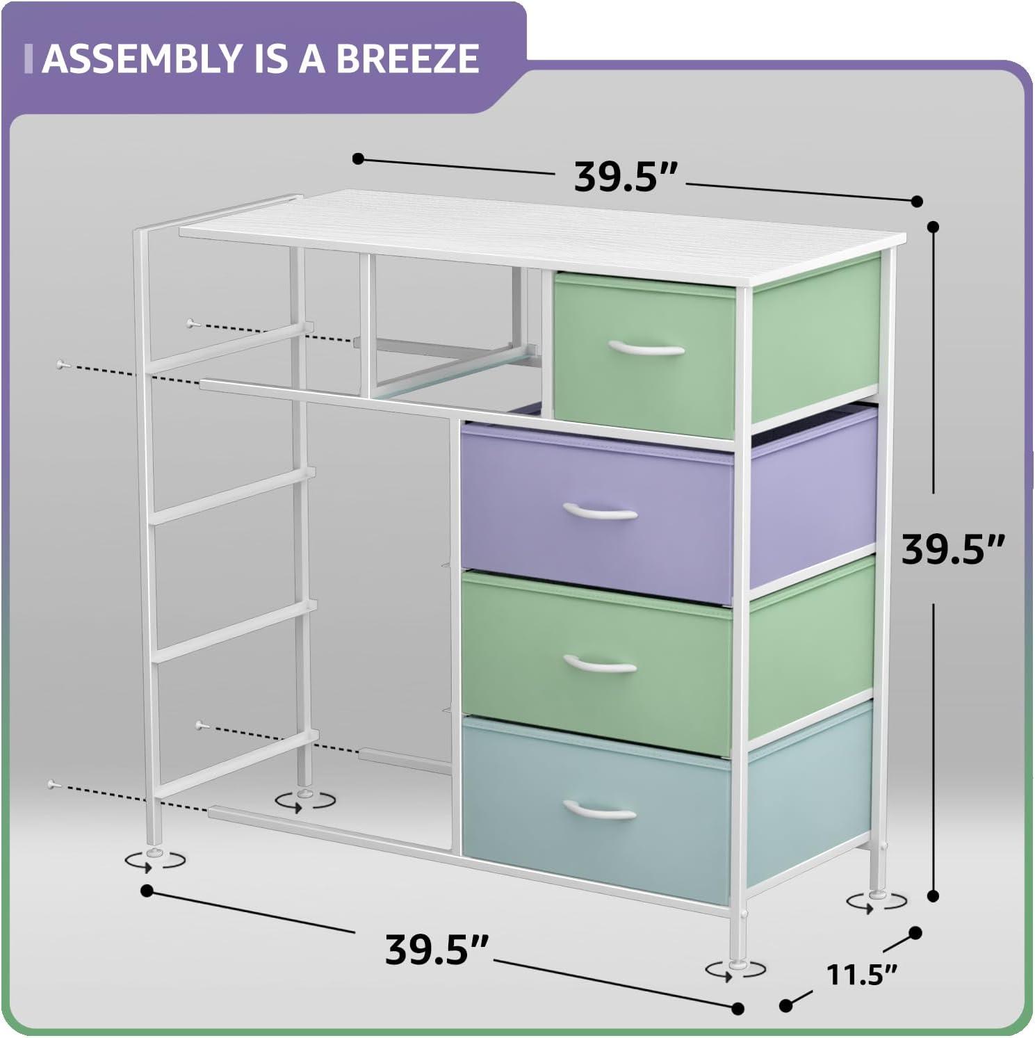 Pastel Multi-Color 9-Drawer Fabric Storage Dresser