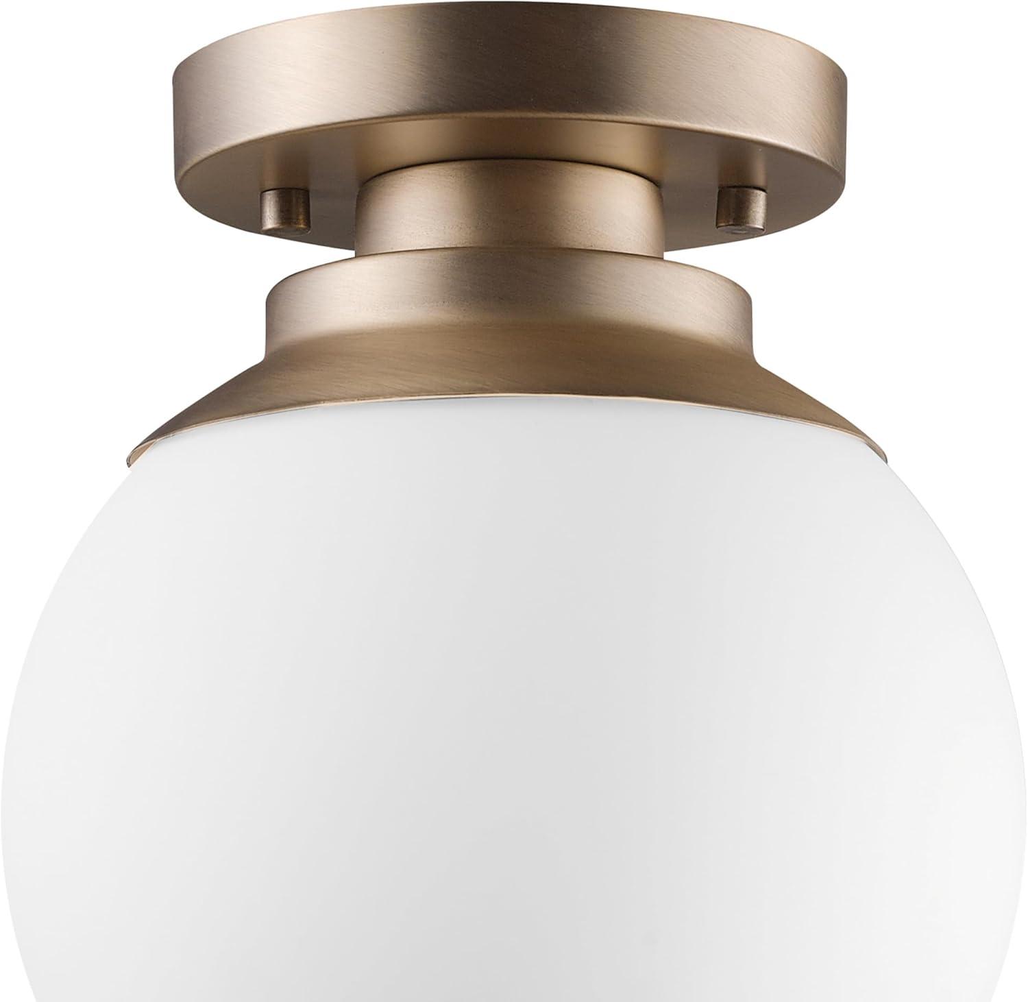 Globe Electric Portland 9.91 in. H X 8 in. W X 8 in. L Brass White Ceiling Light