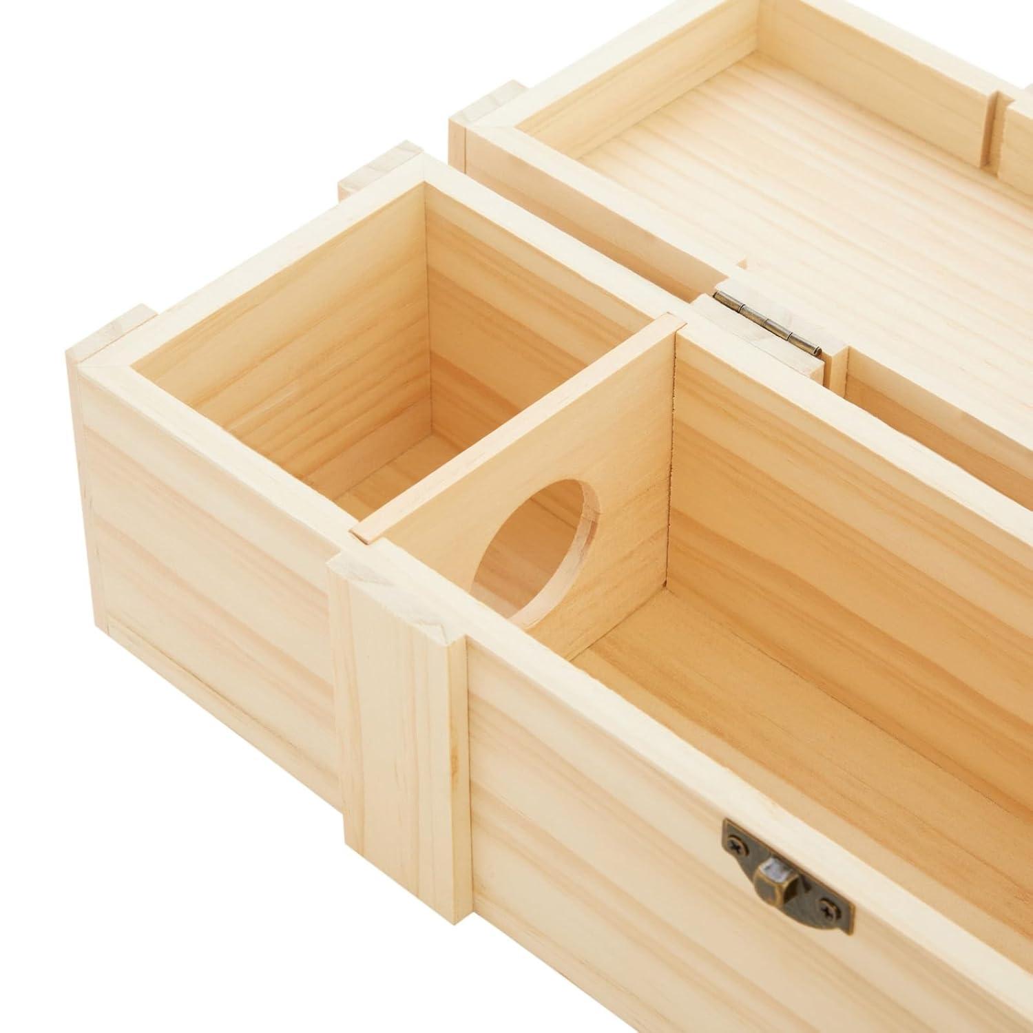 Juvale Wooden Wine Box for Split or Demi Wine Bottles, Single Wine Gift Box with Clasp for Birthday Party Gifts, Housewarming, Wedding, Anniversary (13.8x3.9x3.9 in)