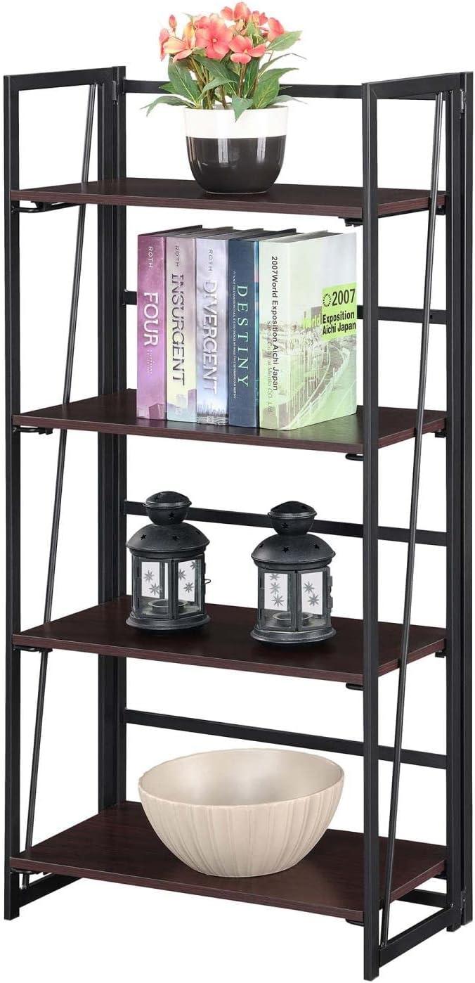 Convenience Concepts Xtra Folding 4 Tier Bookshelf, Multiple Finishes