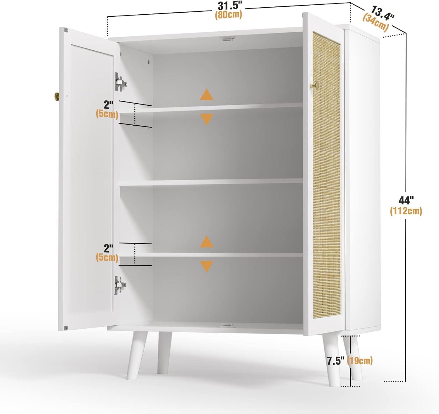 Ahlyssa 44'' Tall 2 - Door Rattan Accent Cabinet with Adjustable Shelves Storage Cabinet