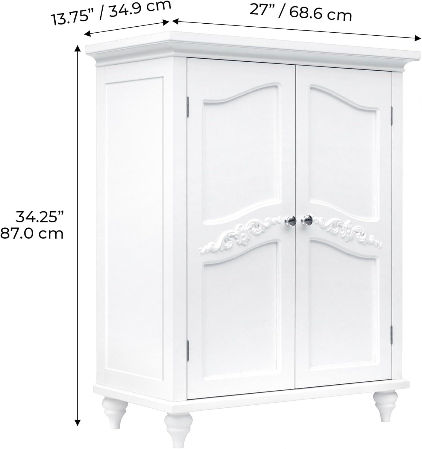 Teamson Home Versailles Freestanding Two-Door Floor Accent Cabinet, White