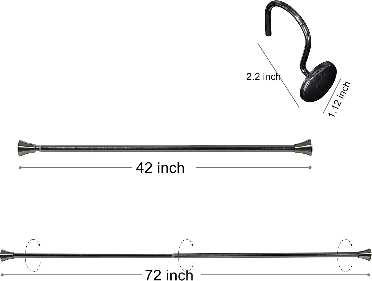 Indecor Home 2.5'' Straight Tension Shower Curtain Rod & Hook Set